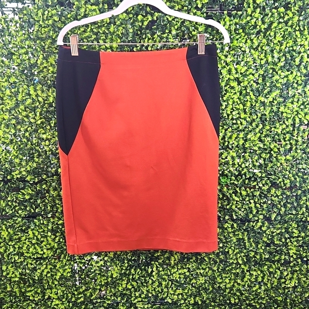 Thalian Orange and Black Zip Up Pencil Skirt Size 6